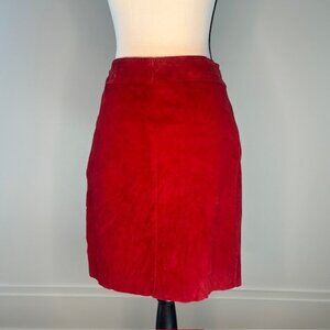 Express Women's Red 100% Leather Skirt, Size 3/4